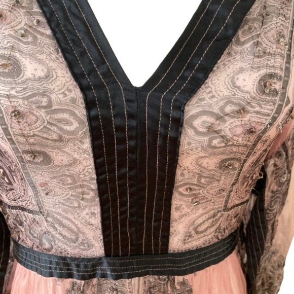Cache Vintage Kimono Dress Sheer Unique Rare Pink and Black sz M/L Whimsigoth - Picture 8 of 10